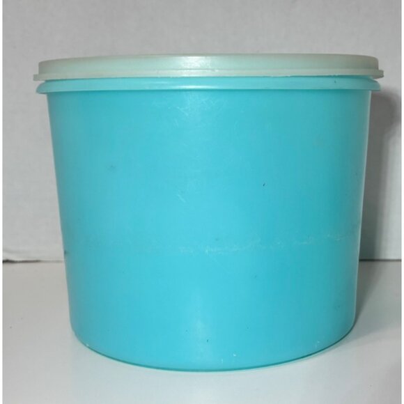 Vtg ACTION Ind Inc Plastic Storage Containers Blue w/ lid Circular - Picture 2 of 8